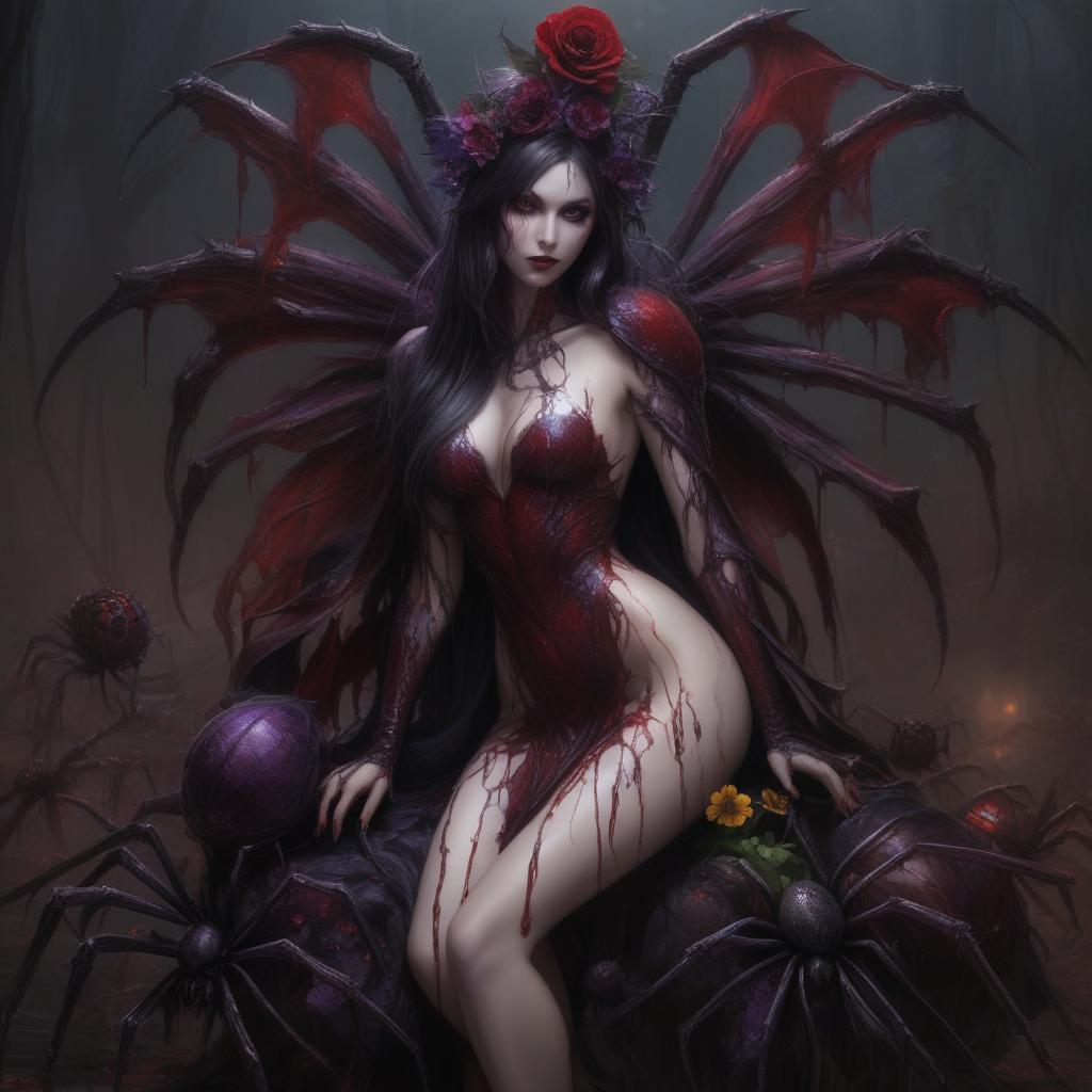 dystopian style [naked:51], [nsfw:51], [nudist:51], [full body shot:51], [bloody fairy:50], [pet bloody monster one big spider pansy flower :51], [blood:51], [naked bloody:51], [dark highest sorceress queen fairy goddess:51], [redhead:51], (blood 1:4), (fiery 1:4), fiery violet fiery purple wings, (butterfly 1:3),full body blood, bloody splash, blood sea, her evil bloody hungry monster spider asks her for bloody food, (dark fiery blood violet fiery purple wings1:3), naked|nudist, muscle|curvy|slim|skinnySlim|Thin|Skinny|Petite|fat|Slender|Lean|Lanky|plump|Fragile|Delicate|Slight|sporty|athletic|bbw|sexy|badass|wet|dripping, dark fiery blood magic in hands, blood splash, dark magic action, accent of light, , (sexy splash 1:1), provocative fi