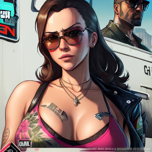  gtav style, (best quality), ((artwork-gta5 heavily stylized)), poster design, detailed, highly detailed, sunglasses, masterpiece, highres