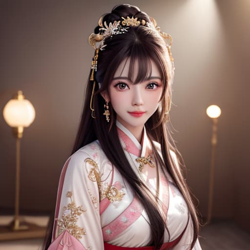  best quality, masterpiece, highres, 1girl,blush,(seductive smile:0.8),star shaped pupils,china hanfu,hair ornament,necklace, jewelry,Beautiful face,upon body, tyndall effect,photorealistic, dark studio, rim lighting, two tone lighting,(high detailed skin:1.2), 8k uhd, dslr, soft lighting, high quality, volumetric lighting, candid, Photograph, high resolution, 4k, 8k, Bokeh hyperrealistic, full body, detailed clothing, highly detailed, cinematic lighting, stunningly beautiful, intricate, sharp focus, f/1. 8, 85mm, (centered image composition), (professionally color graded), ((bright soft diffused light)), volumetric fog, trending on instagram, trending on tumblr, HDR 4K, 8K