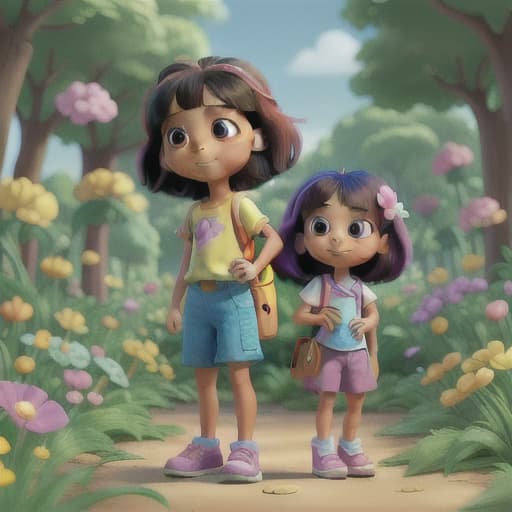  Dora and Swiper picking flowers