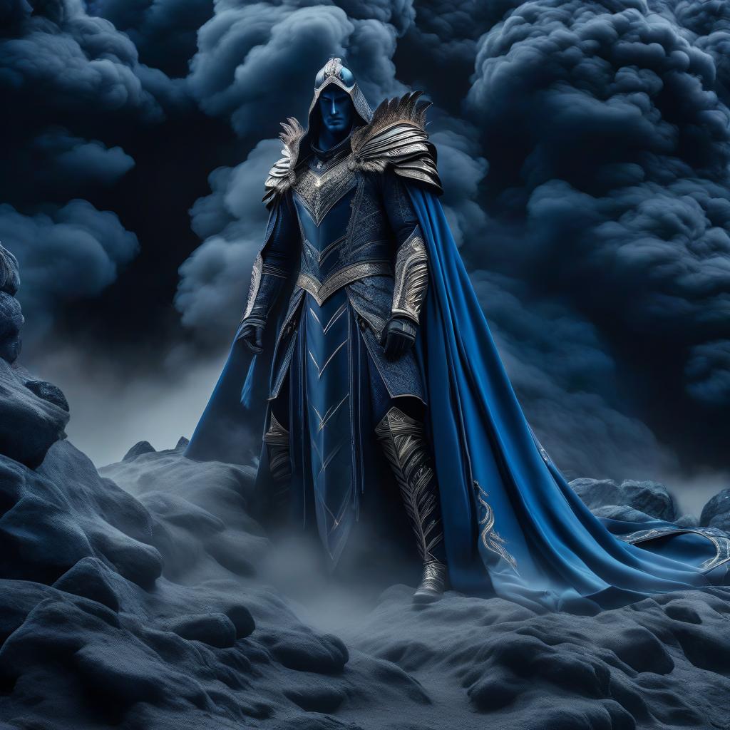  Tall man, dark blue royal costume, standing sideways, full length, beautiful body hyperrealistic, full body, detailed clothing, highly detailed, cinematic lighting, stunningly beautiful, intricate, sharp focus, f/1. 8, 85mm, (centered image composition), (professionally color graded), ((bright soft diffused light)), volumetric fog, trending on instagram, trending on tumblr, HDR 4K, 8K