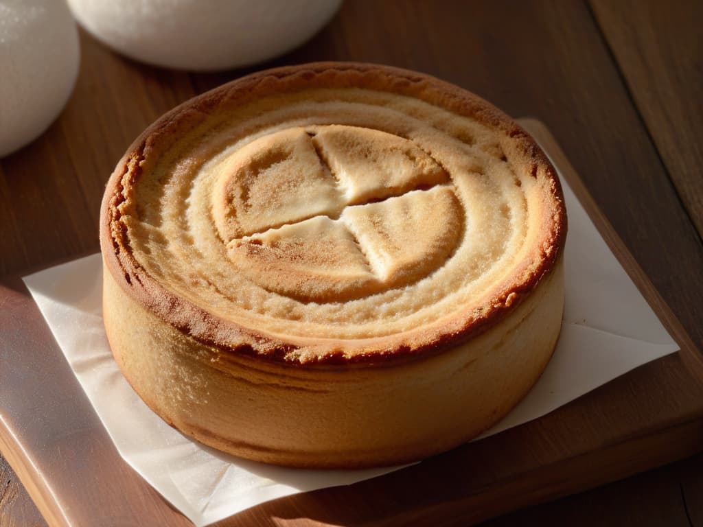  A closeup, minimalist image of a freshly baked Snickerdoodle cookie placed on a rustic wooden surface, with a soft, warm light casting a gentle shadow. The cookie is perfectly round, coated in cinnamon sugar, and emanating a steamy, inviting aroma. The texture of the cookie's surface is visible, showcasing its soft, chewy interior. The background is blurred to keep the focus solely on the delicious cookie, evoking a sense of warmth, comfort, and homemade goodness. hyperrealistic, full body, detailed clothing, highly detailed, cinematic lighting, stunningly beautiful, intricate, sharp focus, f/1. 8, 85mm, (centered image composition), (professionally color graded), ((bright soft diffused light)), volumetric fog, trending on instagram, trending on tumblr, HDR 4K, 8K