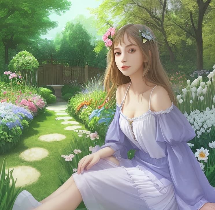  a beautiful girl and dream garden