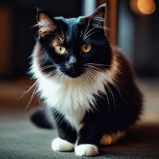  a cat hyperrealistic, full body, detailed clothing, highly detailed, cinematic lighting, stunningly beautiful, intricate, sharp focus, f/1. 8, 85mm, (centered image composition), (professionally color graded), ((bright soft diffused light)), volumetric fog, trending on instagram, trending on tumblr, HDR 4K, 8K