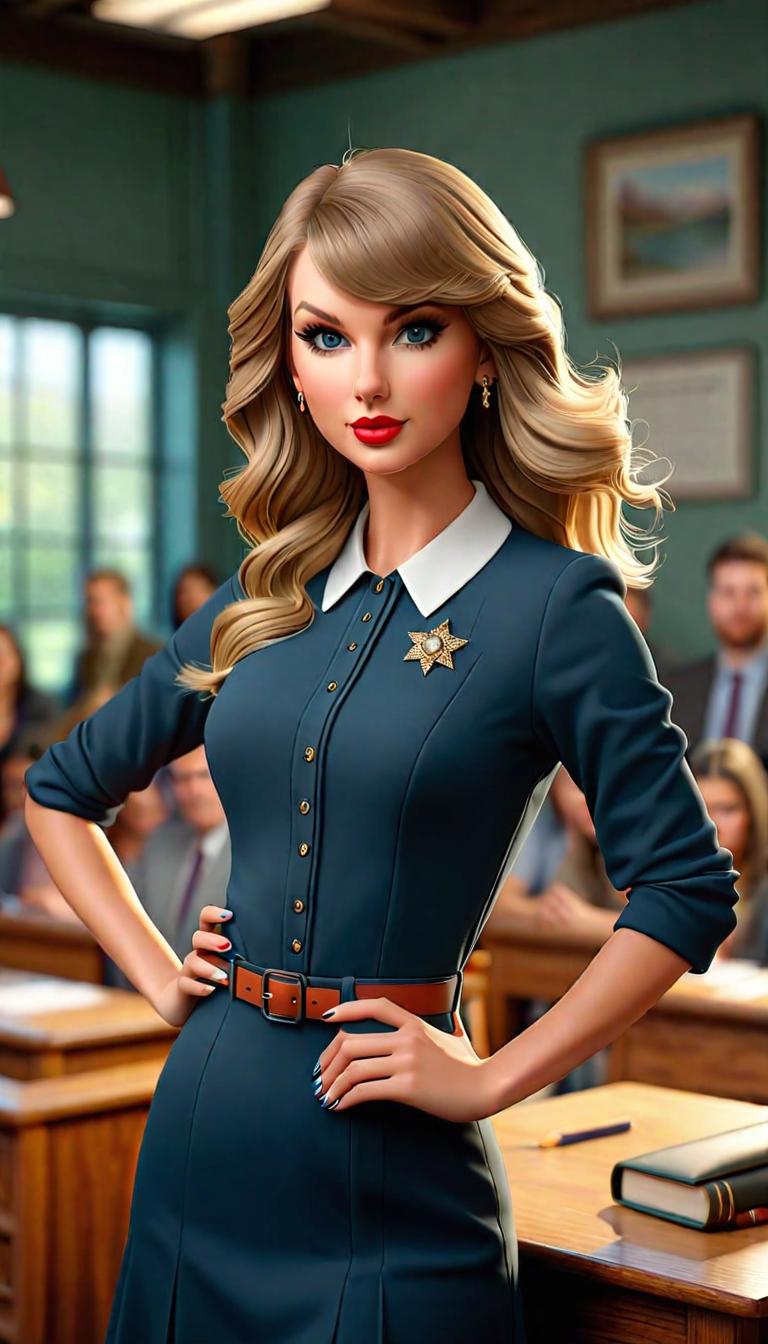  Professional 3D model of Taylor Swift as a teacher . Rendered with Octane, the model is highly detailed,dramatic lighting. hyperrealistic, full body, detailed clothing, highly detailed, cinematic lighting, stunningly beautiful, intricate, sharp focus, f/1. 8, 85mm, (centered image composition), (professionally color graded), ((bright soft diffused light)), volumetric fog, trending on instagram, trending on tumblr, HDR 4K, 8K