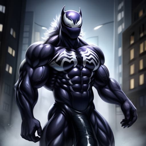  male, muscular, wolf, anthropomorphic, purple and white fur, eyes without irises and pupils, full body, (huge cock) (symbiote on cock), open eyes, digital art, masterpiece, 4k, fine details,