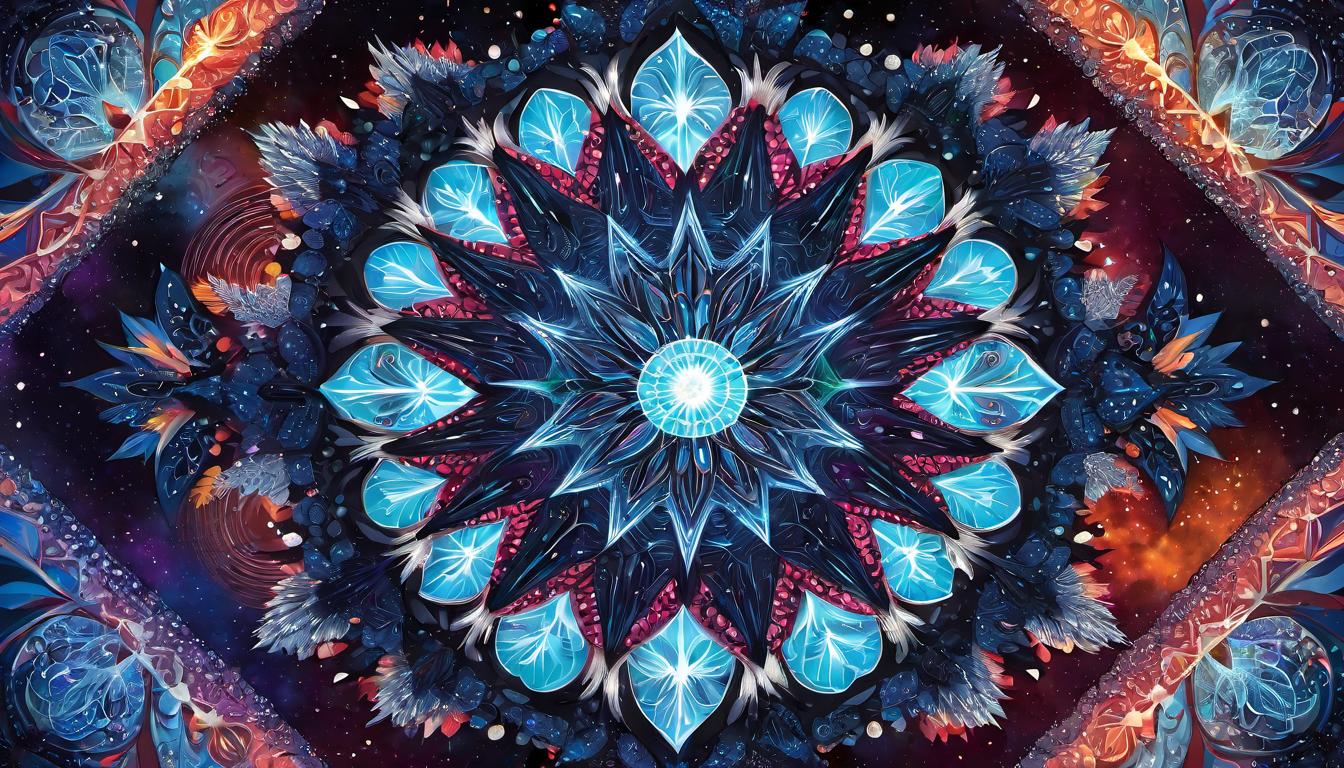  digital illustration, Mandala of stars and galaxies, intricate patterns, interconnected, cosmic harmony, divine blueprint, looking at viewer, dynamic pose, (intricate details, masterpiece, best quality)