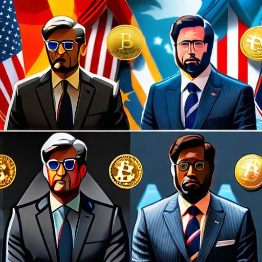  The Rise of Political Memecoins: Leveraging Culture and Politics in Crypto Markets hyperrealistic, full body, detailed clothing, highly detailed, cinematic lighting, stunningly beautiful, intricate, sharp focus, f/1. 8, 85mm, (centered image composition), (professionally color graded), ((bright soft diffused light)), volumetric fog, trending on instagram, trending on tumblr, HDR 4K, 8K