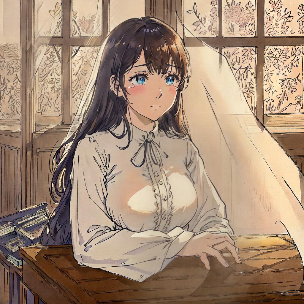 A masterpiece with the best quality, 8k, high detailed, and ultra-detailed. A girl sitting in a classroom. A sad human facial expression, (teary eyes), (subtle frown), (softly lit by a desk lamp), (books scattered on the table), (rays of sunlight coming through the window). hyperrealistic, full body, detailed clothing, highly detailed, cinematic lighting, stunningly beautiful, intricate, sharp focus, f/1. 8, 85mm, (centered image composition), (professionally color graded), ((bright soft diffused light)), volumetric fog, trending on instagram, trending on tumblr, HDR 4K, 8K