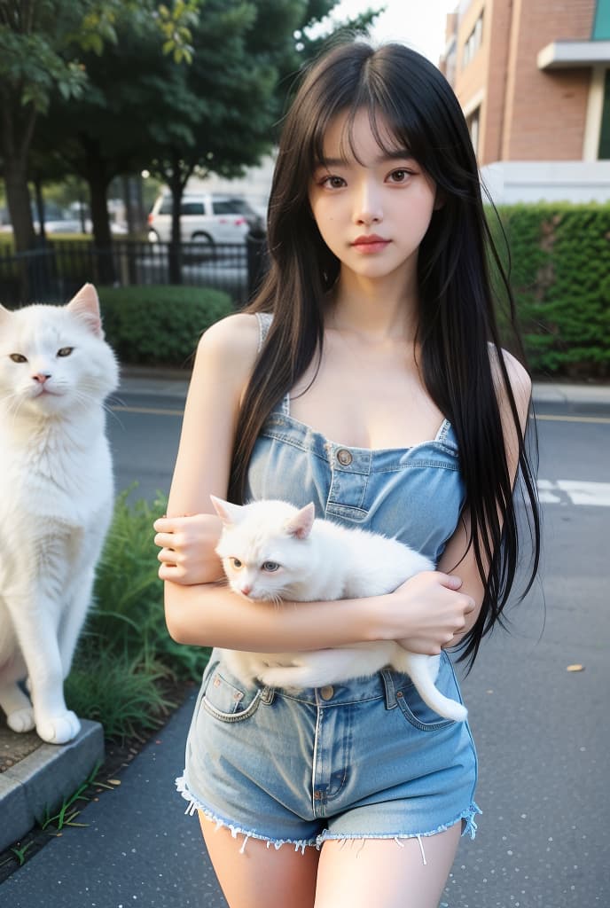  araffe with long hair holding a cat in her arms, very beautiful cute catgirl, beautiful young catgirl, attractive cat girl, by Yang J, by Zhang Han, artwork in the style of guweiz, beautiful anime catgirl, ross tran 8 k, artgerm and atey ghailan, guweiz, holding a cat, ADVERTISING PHOTO,high quality, good proportion, masterpiece , The image is captured with an 8k camera and edited using the latest digital tools to produce a flawless final result.