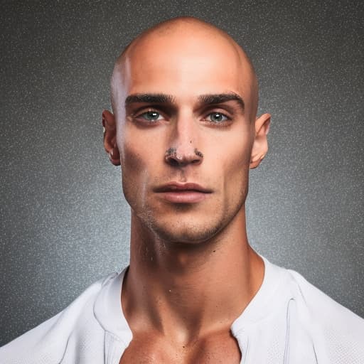 portrait+ style British queer fitness model brunette hunk dude face