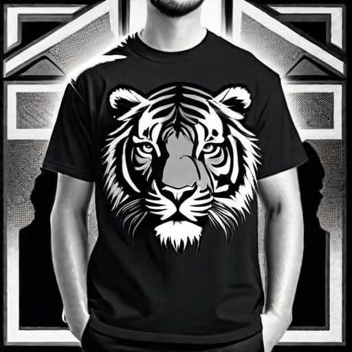  draw $lion, tiger, beast, thunder, rock, metalica with retro style. perfect for a t-shirt design. The image can be in black and white or with a colorful background hyperrealistic, full body, detailed clothing, highly detailed, cinematic lighting, stunningly beautiful, intricate, sharp focus, f/1. 8, 85mm, (centered image composition), (professionally color graded), ((bright soft diffused light)), volumetric fog, trending on instagram, trending on tumblr, HDR 4K, 8K