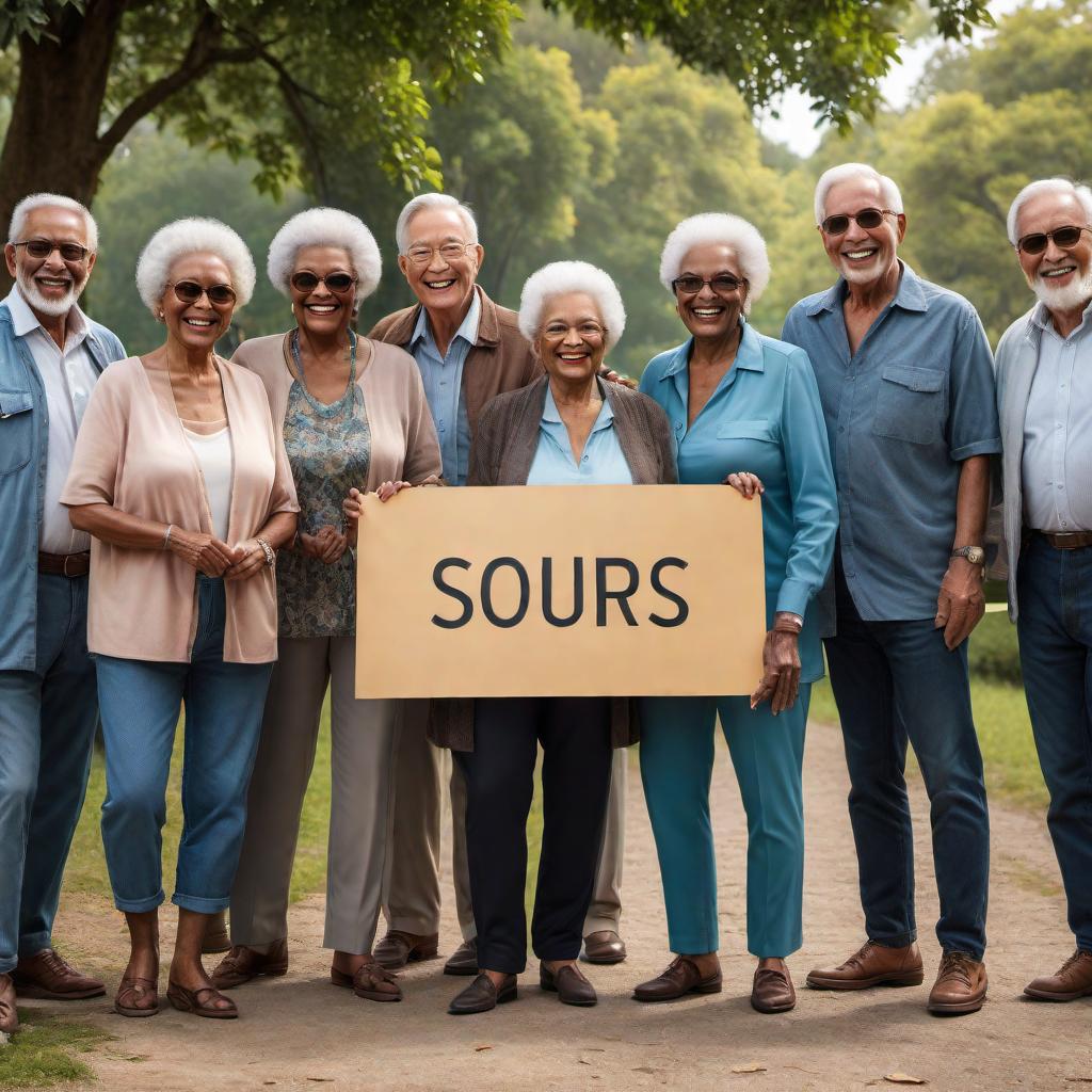  A photograph of a group of senior citizens holding a sign that says 'Southern Cross'. The seniors should have a mix of ethnic backgrounds, reflecting diversity, and they should be smiling and looking directly at the camera, conveying a sense of community and positivity. The setting can be outdoors in a park-like environment. Ensure that the sign 'Southern Cross' is prominent and easily readable. hyperrealistic, full body, detailed clothing, highly detailed, cinematic lighting, stunningly beautiful, intricate, sharp focus, f/1. 8, 85mm, (centered image composition), (professionally color graded), ((bright soft diffused light)), volumetric fog, trending on instagram, trending on tumblr, HDR 4K, 8K