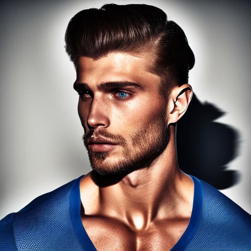 portrait+ style Russian queer fitness model blonde hunk dude face