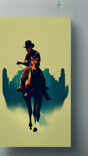  printdesign, in PrintDesign Style, ghost cowboy , close up