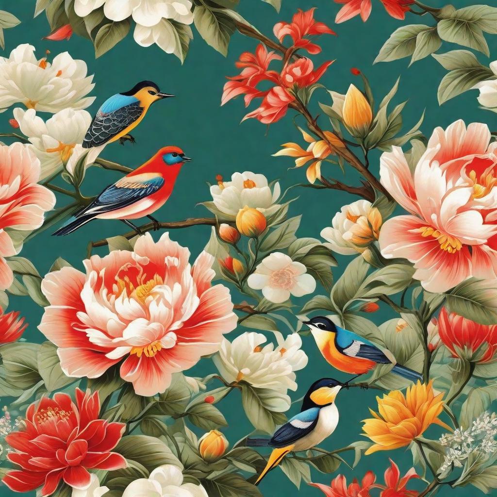  masterpiece, best quality, flowers bloom, birds sing and flowers bloom, Sunny and breezy