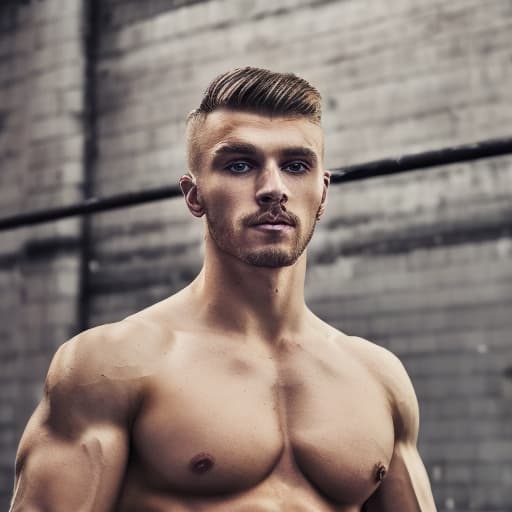 portrait+ style russian queer fitness instructor blonde very cute dude face