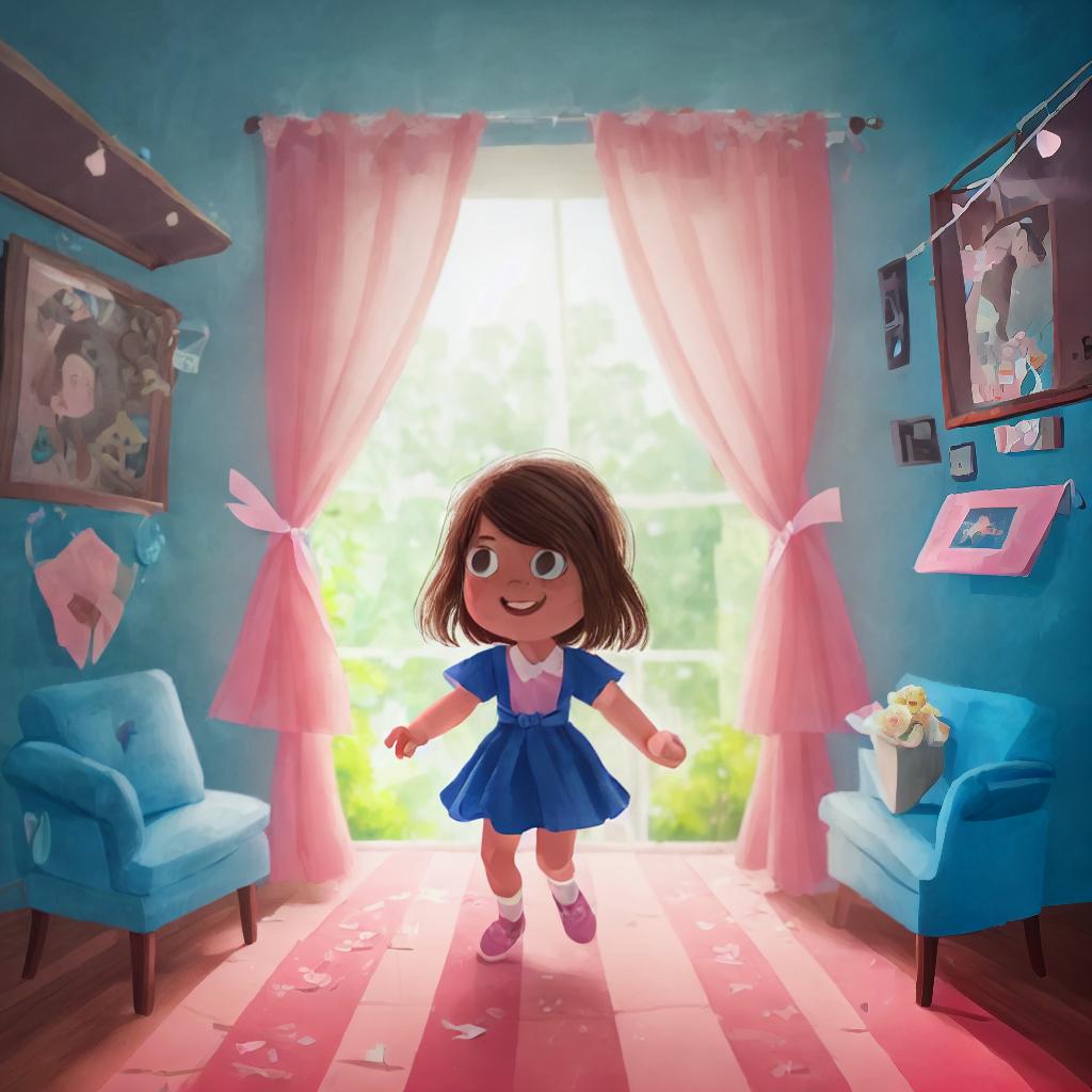  (best quality:1.5), (realistic:1.0), view from inside, long brown hair, 1girl, pink dress, blue ribbon, running, dim light