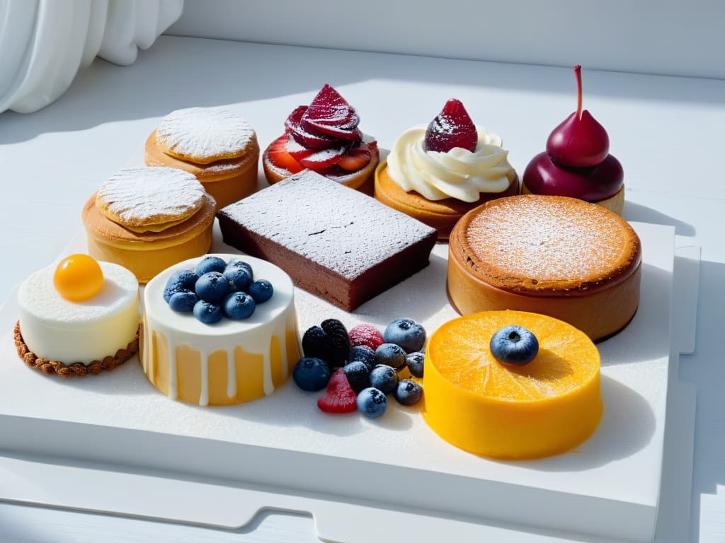  A serene and minimalist image of a beautifully decorated and colorful array of healthy pastries and desserts, neatly arranged on a white marble countertop, with soft natural light gently illuminating the scene, showcasing the artistry and creativity of wholesome baking. hyperrealistic, full body, detailed clothing, highly detailed, cinematic lighting, stunningly beautiful, intricate, sharp focus, f/1. 8, 85mm, (centered image composition), (professionally color graded), ((bright soft diffused light)), volumetric fog, trending on instagram, trending on tumblr, HDR 4K, 8K