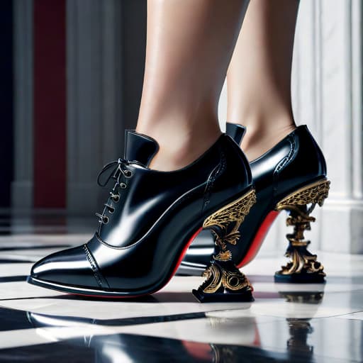  extraordinary shoes with ornate heels in the style of Balenciaga, Osamu Tezuka, cinematic shot, intricate, photorealistic, artstation, realistic, 100 mm, photography, octane, high definition, depth of field, 8k hyperrealistic, full body, detailed clothing, highly detailed, cinematic lighting, stunningly beautiful, intricate, sharp focus, f/1. 8, 85mm, (centered image composition), (professionally color graded), ((bright soft diffused light)), volumetric fog, trending on instagram, trending on tumblr, HDR 4K, 8K