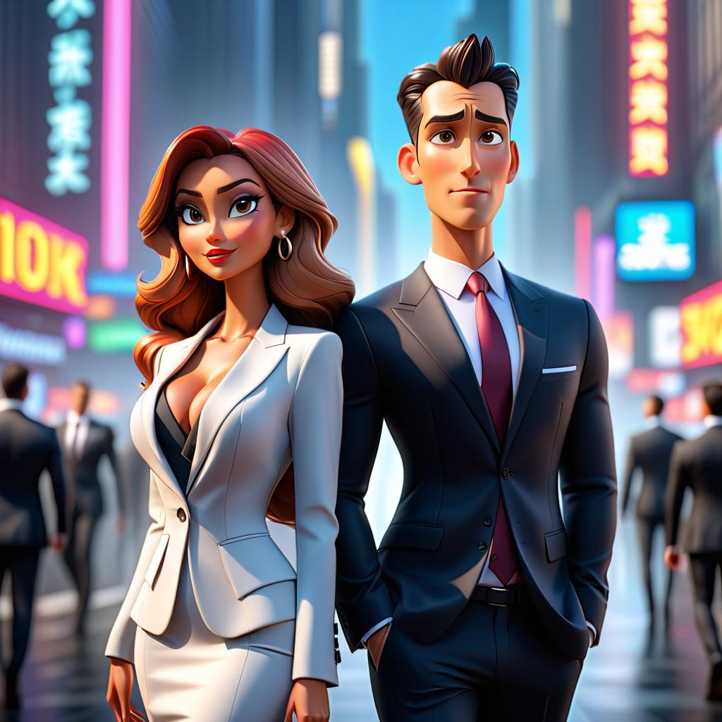  breathtaking 3D cartoon businessman happy businesswoman leaning on businessman in suit on white background . award winning, professional, highly detailed hyperrealistic, full body, detailed clothing, highly detailed, cinematic lighting, stunningly beautiful, intricate, sharp focus, f/1. 8, 85mm, (centered image composition), (professionally color graded), ((bright soft diffused light)), volumetric fog, trending on instagram, trending on tumblr, HDR 4K, 8K