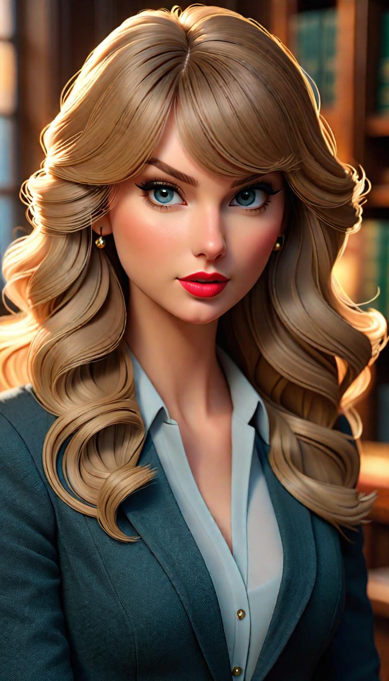  Professional 3D model of Taylor Swift as a lawyer . Rendered with Octane, the model is highly detailed,dramatic lighting. hyperrealistic, full body, detailed clothing, highly detailed, cinematic lighting, stunningly beautiful, intricate, sharp focus, f/1. 8, 85mm, (centered image composition), (professionally color graded), ((bright soft diffused light)), volumetric fog, trending on instagram, trending on tumblr, HDR 4K, 8K