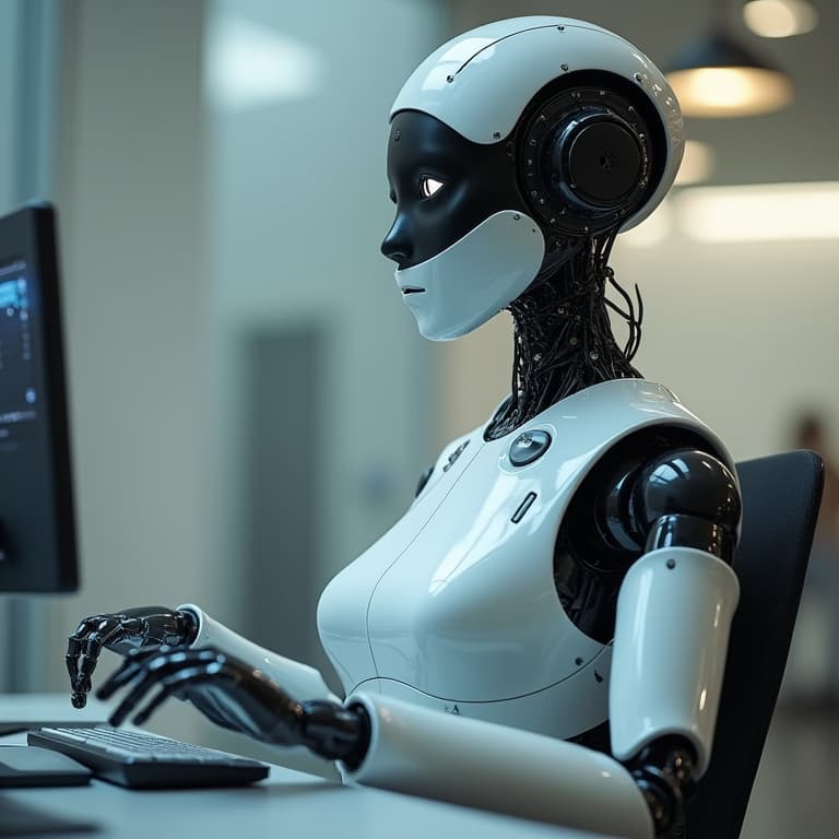  intelligent human look robot receptionist, cute,elegant,artistic, modern, futuristic hyperrealistic, full body, detailed clothing, highly detailed, cinematic lighting, stunningly beautiful, intricate, sharp focus, f/1. 8, 85mm, (centered image composition), (professionally color graded), ((bright soft diffused light)), volumetric fog, trending on instagram, trending on tumblr, HDR 4K, 8K