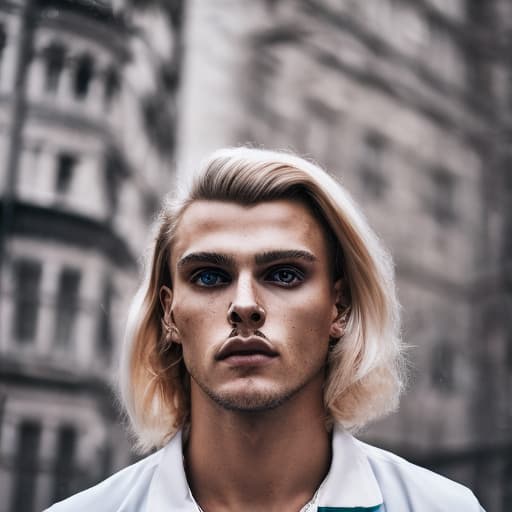 portrait+ style russian queer fitness model blonde very cute dude face