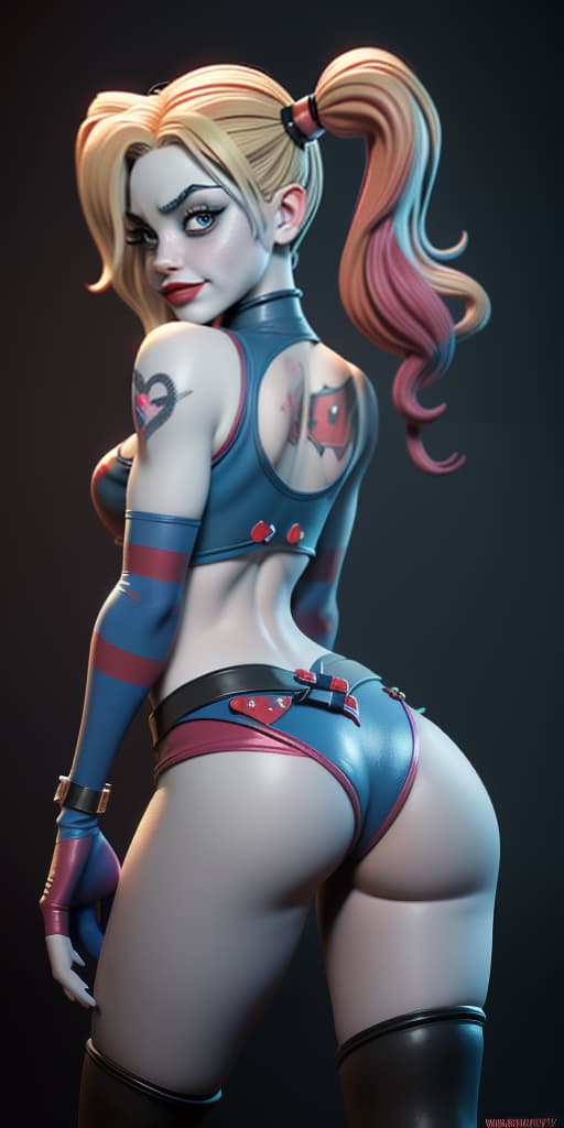  Harley Quinn-from the cartoon, without panties, with her back