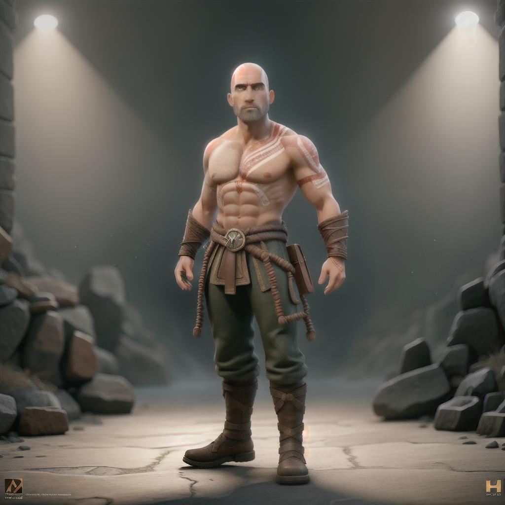  God of war hyperrealistic, full body, detailed clothing, highly detailed, cinematic lighting, stunningly beautiful, intricate, sharp focus, f/1. 8, 85mm, (centered image composition), (professionally color graded), ((bright soft diffused light)), volumetric fog, trending on instagram, trending on tumblr, HDR 4K, 8K