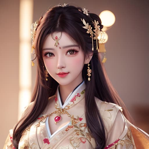  best quality, masterpiece, highres, 1girl,blush,(seductive smile:0.8),star shaped pupils,china hanfu,hair ornament,necklace, jewelry,Beautiful face,upon body, tyndall effect,photorealistic, dark studio, rim lighting, two tone lighting,(high detailed skin:1.2), 8k uhd, dslr, soft lighting, high quality, volumetric lighting, candid, Photograph, high resolution, 4k, 8k, Bokeh hyperrealistic, full body, detailed clothing, highly detailed, cinematic lighting, stunningly beautiful, intricate, sharp focus, f/1. 8, 85mm, (centered image composition), (professionally color graded), ((bright soft diffused light)), volumetric fog, trending on instagram, trending on tumblr, HDR 4K, 8K