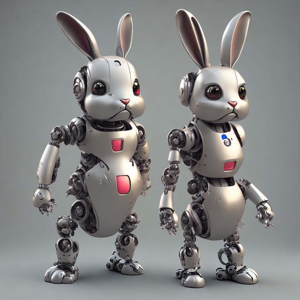  3d render robot bunny rabbit
