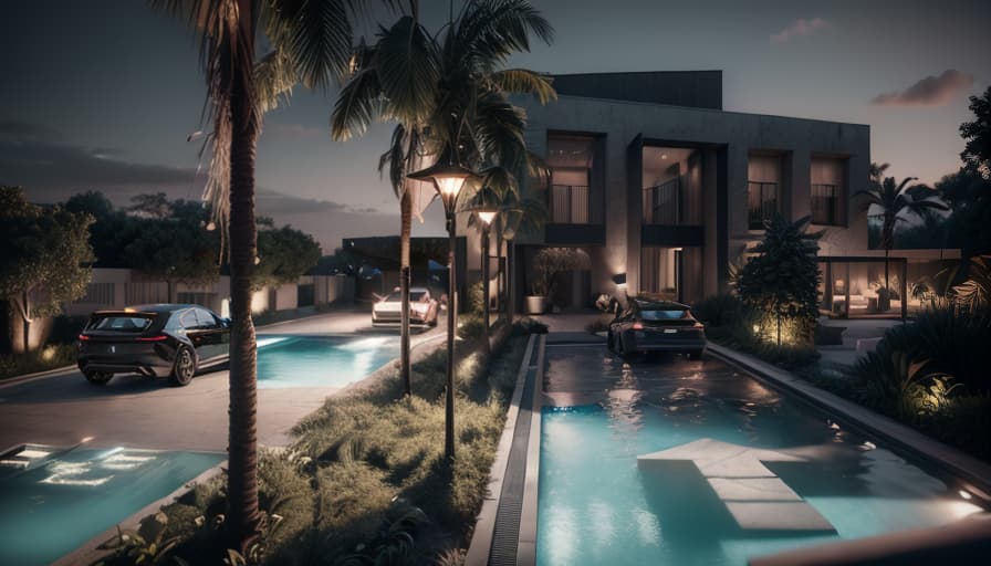  A high resolution photograph of a modern Hotel, hyper realistic, CINEMATIC, HYPER REALISTIC PHOTOGRAPH OF BLACK, CONCRETE AND CORTEN MODERN MINIMALIST VILLA WITH OPEN LIVING ROOM AND DINING ROOM, ARCHITECTURE WITH ARTIFICIAL LIGHTING AND ILLUMINATED SWIMMING POOL, GARDEN WITH OLIVE TREES, INFINITE POOL, UNREAL ENGINE 5, PHOTOGRAPHY, ULTRA WIDE ANGLE, DEPTH OF FIELD, HYPER DETAILED, INSANE DETAILS, INTRICATE DETAILS, BEAUTIFULLY COLOR GRADED, UNREAL ENGINE, PHOTOSHOOT, SHOT ON 25MM LENS, DOF, TILT BLUR, SHUTTER SPEED 1/1000, F/22, WHITE BALANCE, 32K, SUPER RESOLUTION, MEGAPIXEL, PRO PHOTO RGB, VR, LONELY, GOOD, MASSIVE, HALF REAR LIGHTING, BACKLIGHT, NATURAL LIGHTING, INCANDESCENT, OPTICAL FIBER, MOODY LIGHTING, CINEMATIC LIGHTING, STUDIO LI