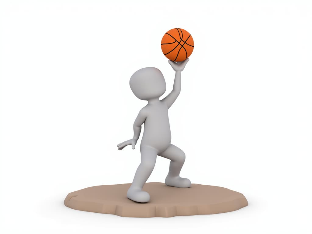  player holding basketball ,playing basketball on playground island, vector, illustraction, white background, monochromatic, single orange ball