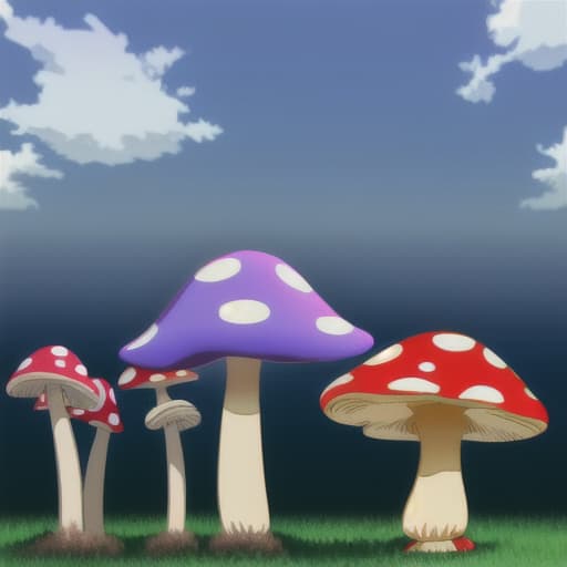  Colorful mushroom. 8k. Makoto Shinkai style.