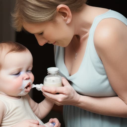  mother feeding the baby milk mother