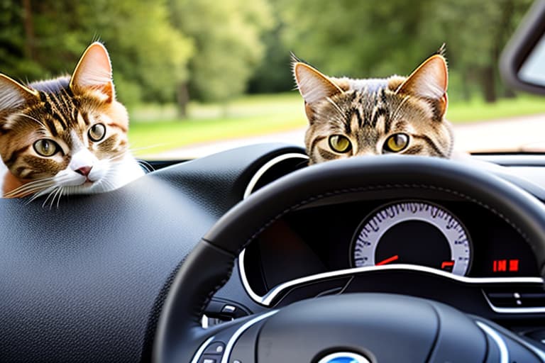  Cat driving a car