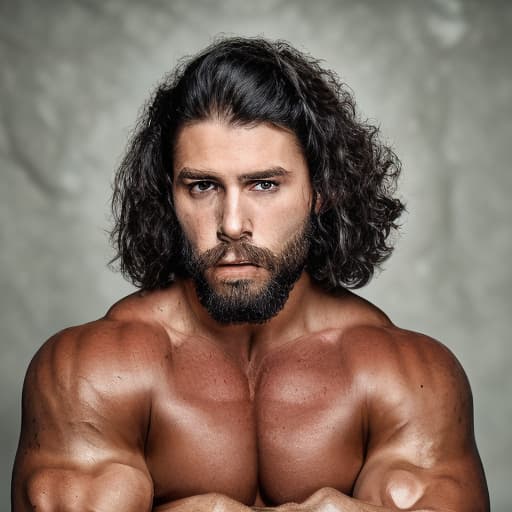 portrait+ style WWE queer brunette hunk dude face