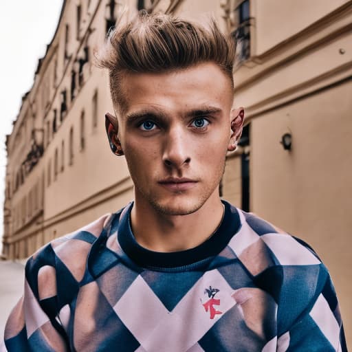 portrait+ style czech queer fitness model blonde very cute dude face