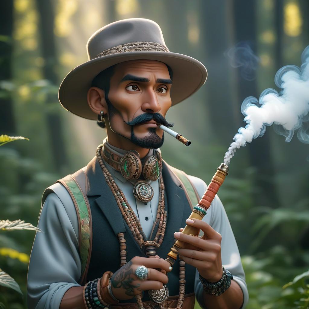  Cartoonish people smoke hookahs in nature. hyperrealistic, full body, detailed clothing, highly detailed, cinematic lighting, stunningly beautiful, intricate, sharp focus, f/1. 8, 85mm, (centered image composition), (professionally color graded), ((bright soft diffused light)), volumetric fog, trending on instagram, trending on tumblr, HDR 4K, 8K