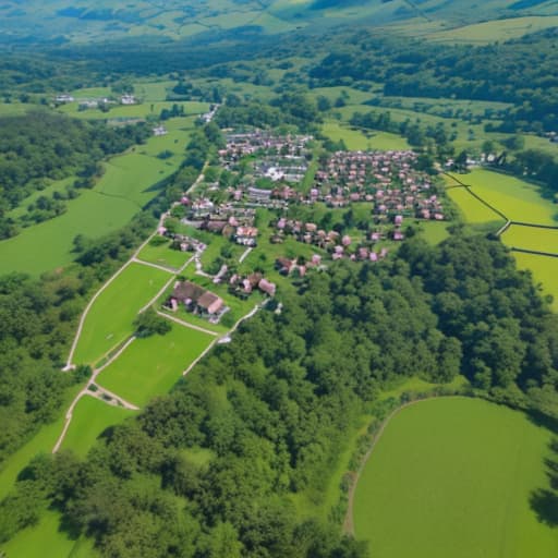  Aerial view of the village taken by drone,