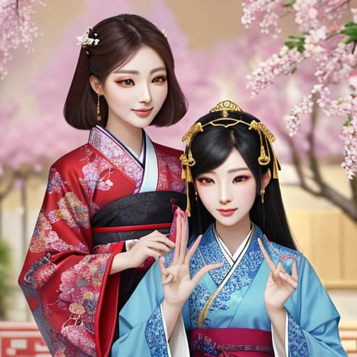  Beautiful women with oriental aesthetics,