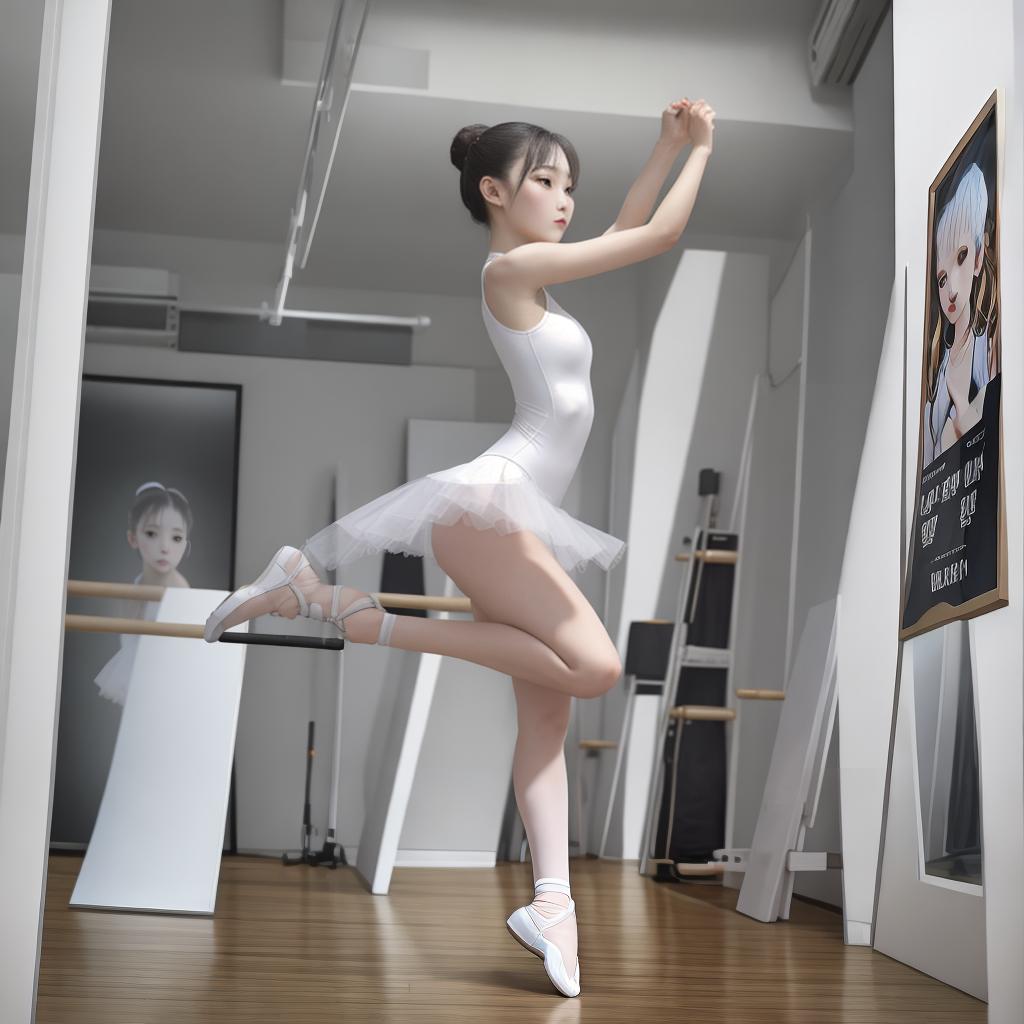  masterpiece, best quality, portrait display simple monotonous style ballet training class enrollment poster