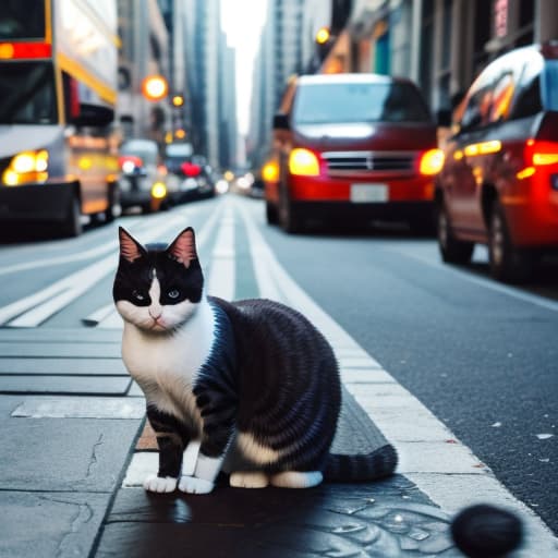  Cat in busy city