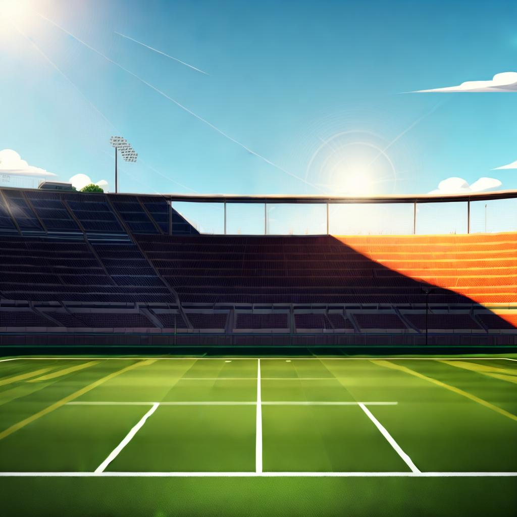  football field on sunny day, cartoon style by Disney, best quality, masterpiece