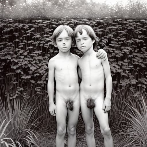  Two Beautiful old and boy in the bushes with no clothes on hugging and ing full for the ls magazine, leonardo diffusion, stable diffusion, absolute reality v1.6, perfect symmetry, photo realistic raw, jock sturges and David hamilton style