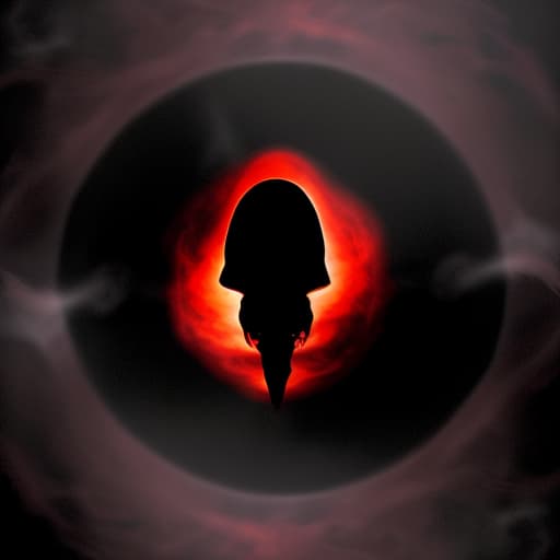  Evil Red apparition with black hole face covered in black smoke