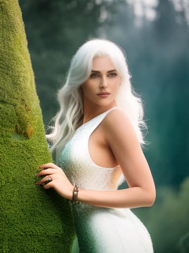 redshift style white hair woman with body, porealistic, high quality, highly detailed, cinematic lighting, intricate, sharp focus, f/1. 8, 85mm, (centered image composition), (professionally color graded), ((bright soft diffused light)), volumetric fog, trending on instagram, HDR 4K, 8K