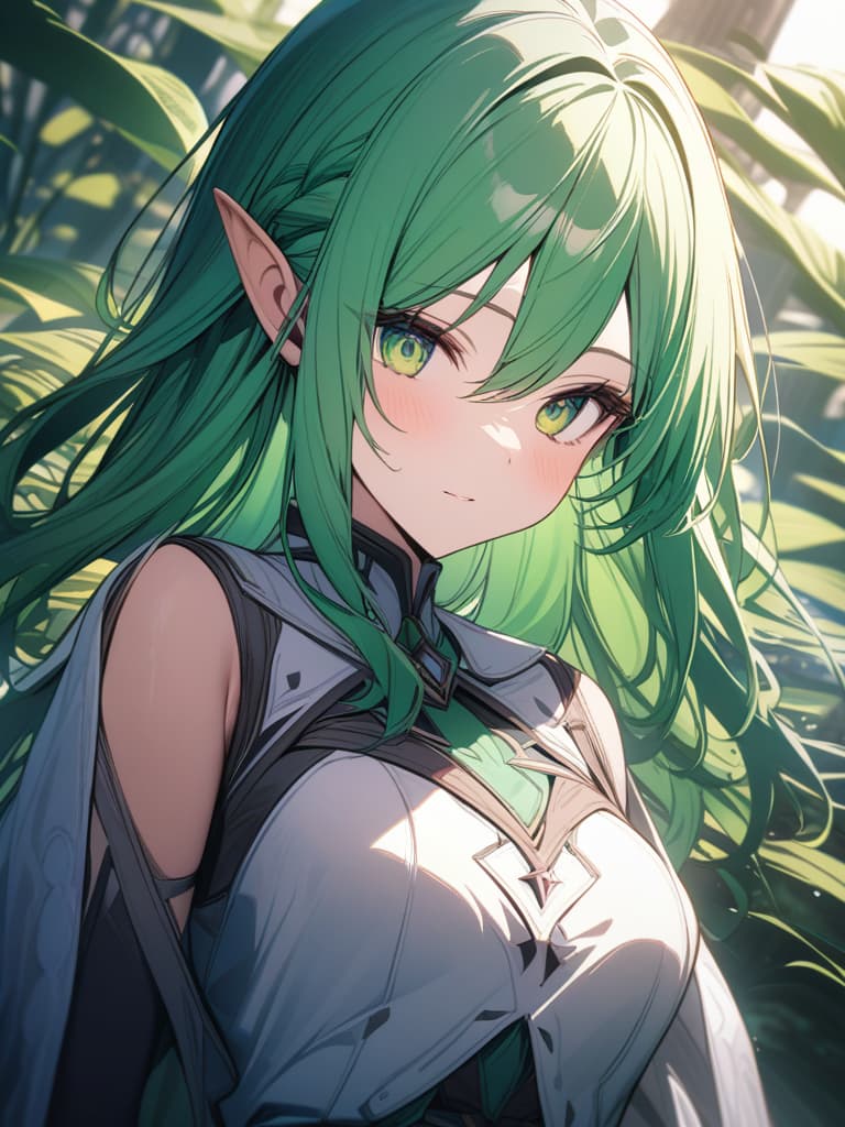  Green hair elf's magical girl's appearance orchid, masterpiece, best quality,8k,ultra detailed,high resolution,an extremely delicate and beautiful,hyper detail