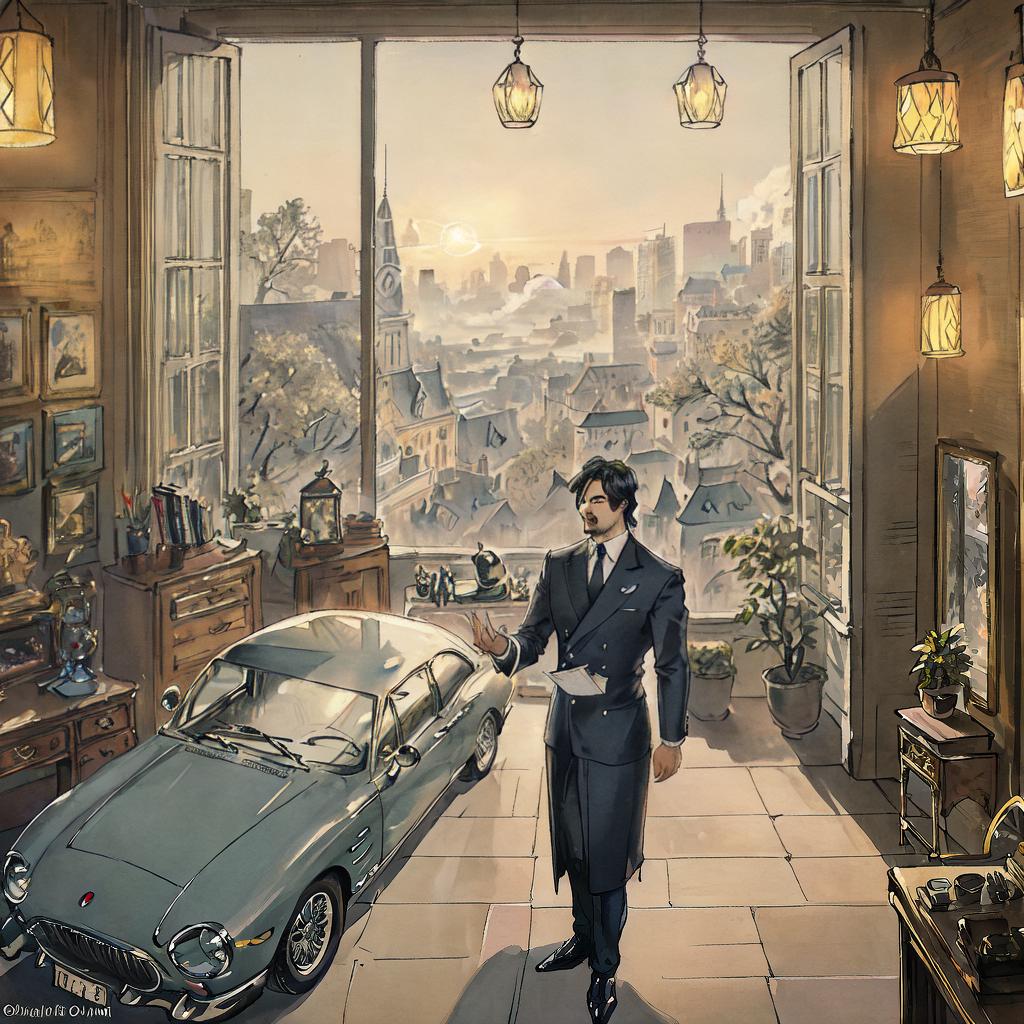  ((masterpiece)),(((best quality))), 8k, high detailed, ultra-detailed, A trustworthy car dealer talking to a customer, cars on display, office desk, (large windows), (bright showroom lights) hyperrealistic, full body, detailed clothing, highly detailed, cinematic lighting, stunningly beautiful, intricate, sharp focus, f/1. 8, 85mm, (centered image composition), (professionally color graded), ((bright soft diffused light)), volumetric fog, trending on instagram, trending on tumblr, HDR 4K, 8K